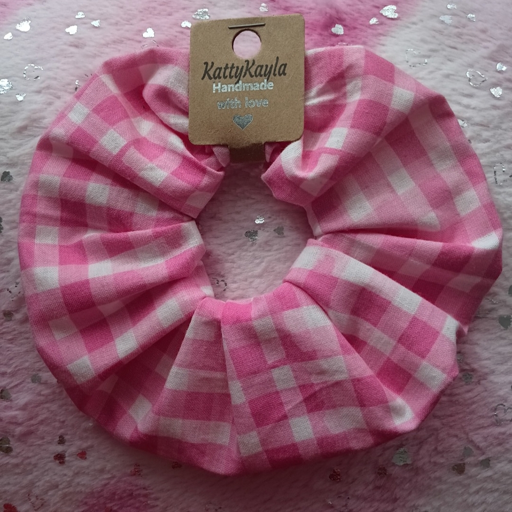 Pink Gingham Scrunchie